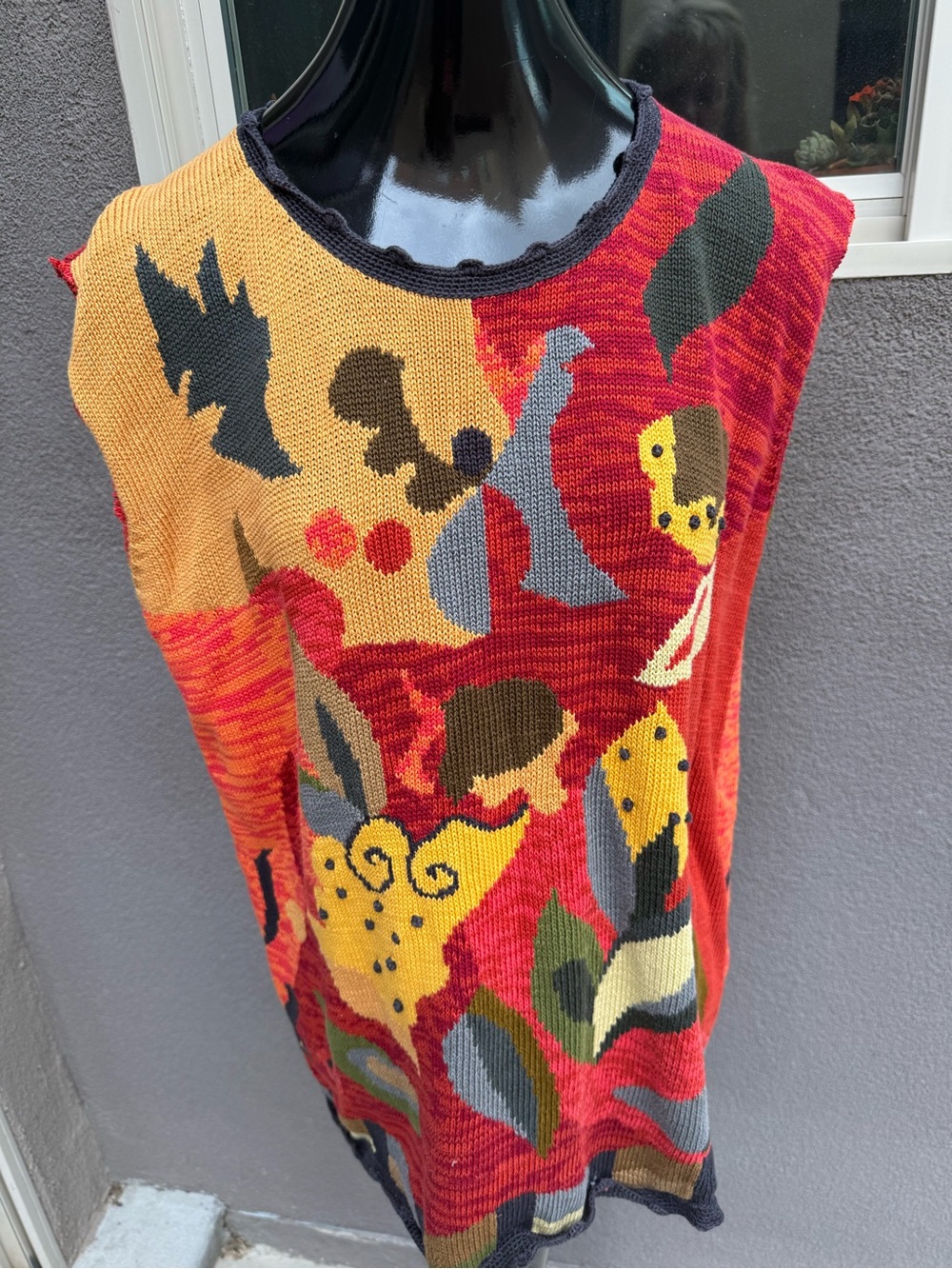 Peruvian Connection Intarsia Knit Sweater Vest | Artisan Animal Folk Art Medium